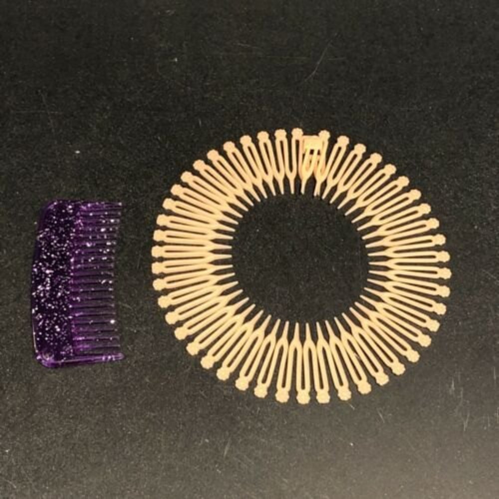 Vintage Lisa Frank Purple Glitter Comb and Glow in the Dark Hair Bun Holder Rare